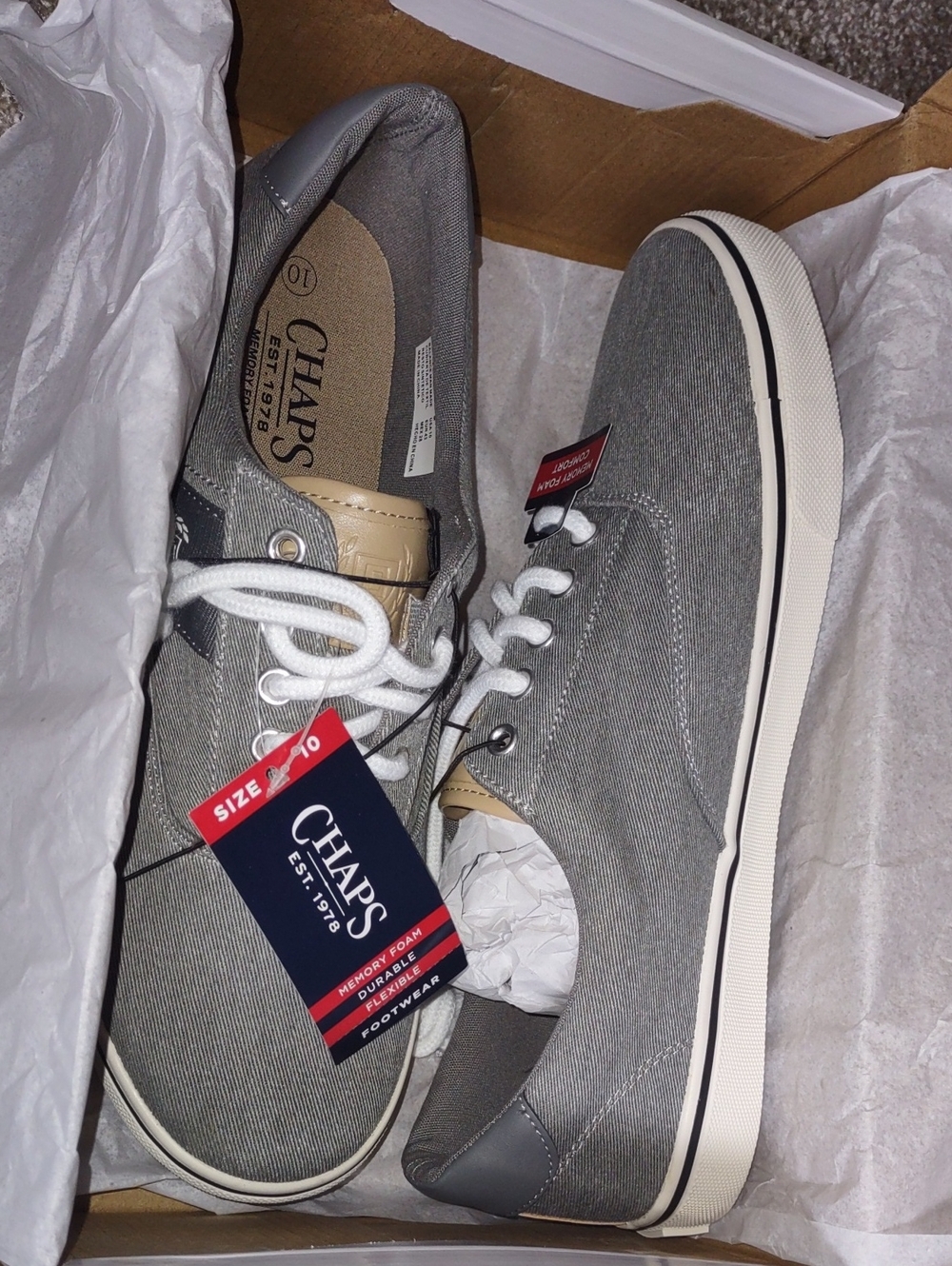 Chaps York Canvas Size 10 Gray Mens Shoes NIB